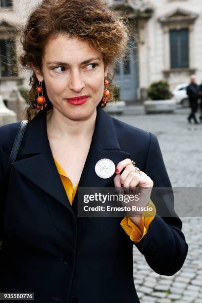 Ginevra Elkann arrives at the David Di Donatello nominees presentation at del Quirinale on March 21, 2018 in Rome, Italy.