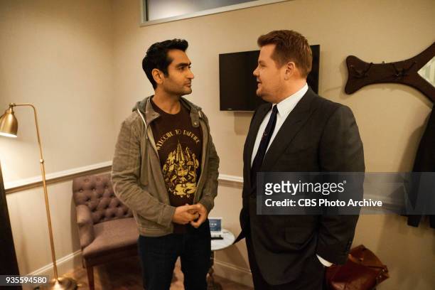 Kumail Nanjiani chats in the green room with James Corden during "The Late Late Show with James Corden," Monday, March 19, 2018 On The CBS Television...
