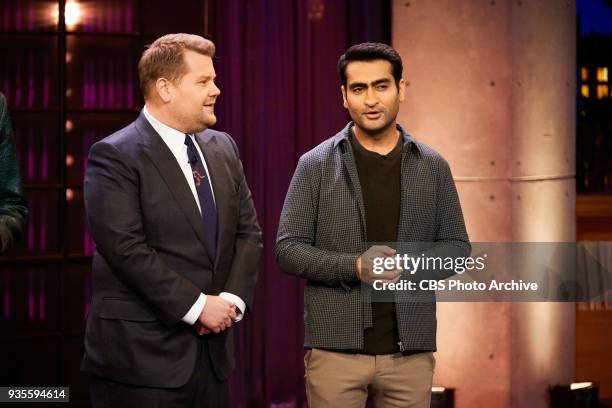 Kumail Nanjiani performs in a sketch with James Corden during "The Late Late Show with James Corden," Monday, March 19, 2018 On The CBS Television...