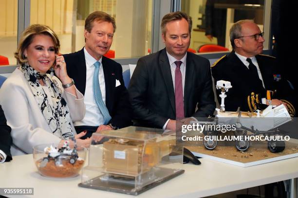 Grand Duchess Maria-Teresa of Luxembourg, Grand Duke Henri of Luxembourg, French Junior Minister for Foreign Affairs Jean-Baptiste Lemoyne, and...