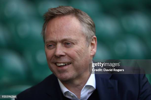 Steve Brown, the RFU chief executive faces the media at Twickenham Stadium on March 21, 2018 in London, England.