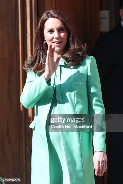 Catherine, Duchess of Cambridge departs The Royal Society of Medicine on March 21, 2018 in London, England.