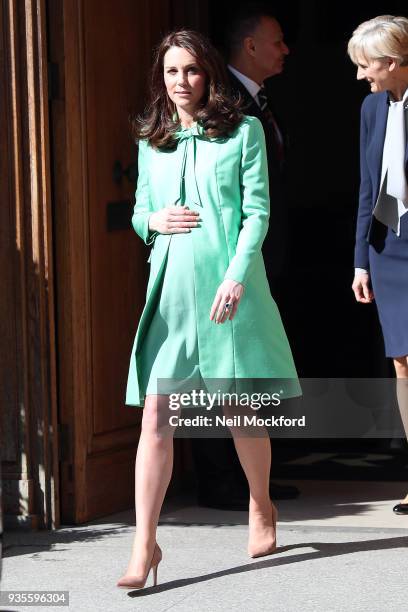 Catherine, Duchess of Cambridge departs The Royal Society of Medicine on March 21, 2018 in London, England.