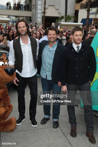 Jensen Ackles, Jared Padalecki and Misha Collins are seen on March 20, 2018 in Los Angeles, CA.