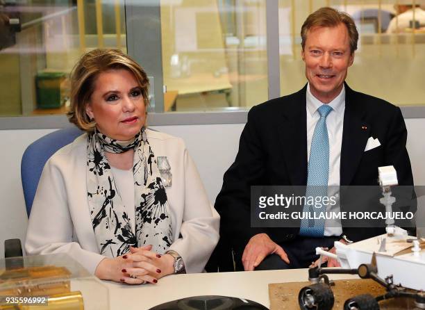 Grand Duchess Maria-Teresa of Luxembourg and Grand Duke Henri of Luxembourg visit the National Centre for Space Studies in Toulouse, southern France,...
