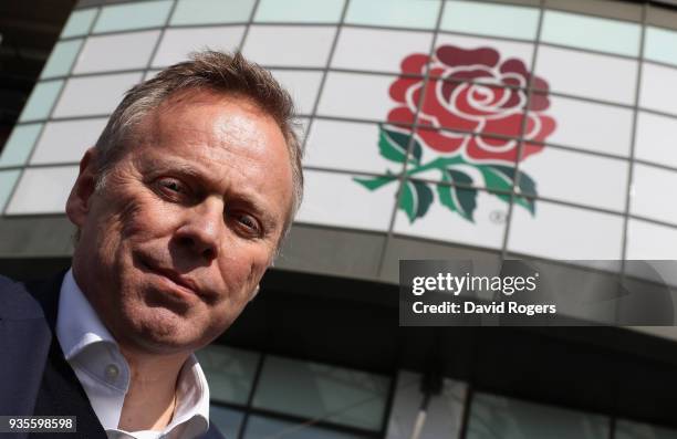 Steve Brown, the RFU chief executive poses at Twickenham Stadium on March 21, 2018 in London, England.