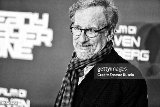 Director Steven Spielberg attends 'Ready Player One' photocall at Hotel Russie on March 21, 2018 in Rome, Italy.