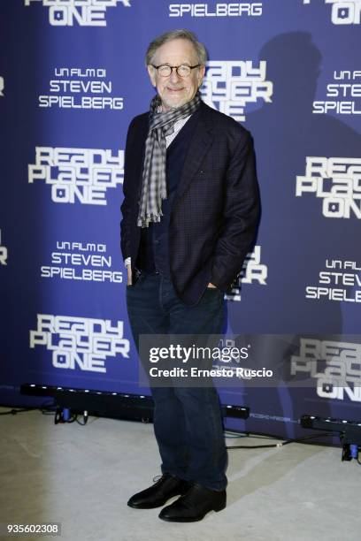 Director Steven Spielberg attends 'Ready Player One' photocall at Hotel Russie on March 21, 2018 in Rome, Italy.