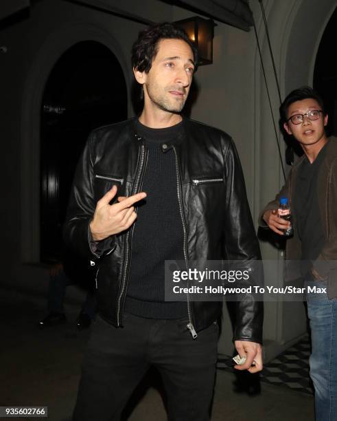 Adrien Brody is seen on March 20, 2018 in Los Angeles, California.