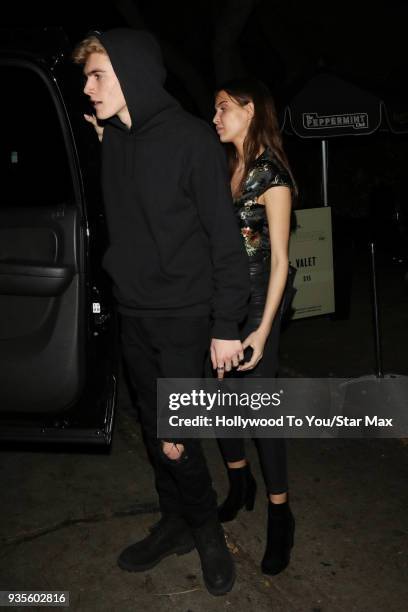 Presley Gerber and Charlotte D'Alessio are seen on March 20, 2018 in Los Angeles, California.