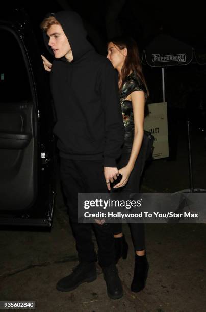 Presley Gerber and Charlotte D'Alessio are seen on March 20, 2018 in Los Angeles, California.