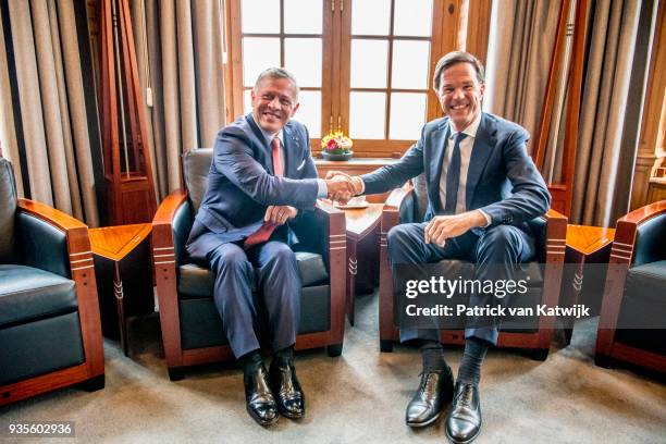 King Abdullah of Jordan with Prime minister Mark Rutte during the lunch offered by the government on March 21, 2018 in The Hague, Netherlands.