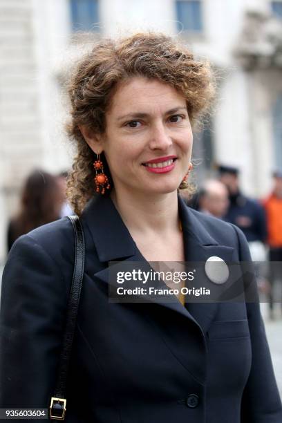 Ginevra Elkann arrives for the David Di Donatello nominees presentation at Palazzo del Quirinale on March 21, 2018 in Rome, Italy.