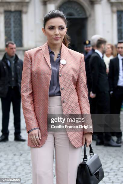 Serena Rossi arrives for the David Di Donatello nominees presentation at Palazzo del Quirinale on March 21, 2018 in Rome, Italy.