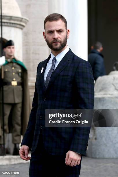 Alessandro Borghi arrives for the David Di Donatello nominees presentation at Palazzo del Quirinale on March 21, 2018 in Rome, Italy.