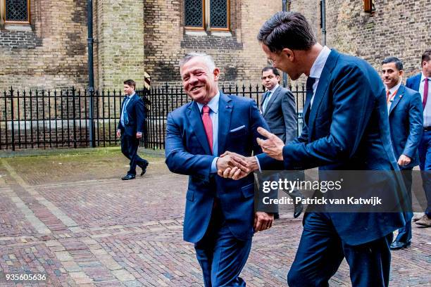 King Abdullah of Jordan with Prime minister Mark Rutte during the lunch offered by the government on March 21, 2018 in The Hague, Netherlands.