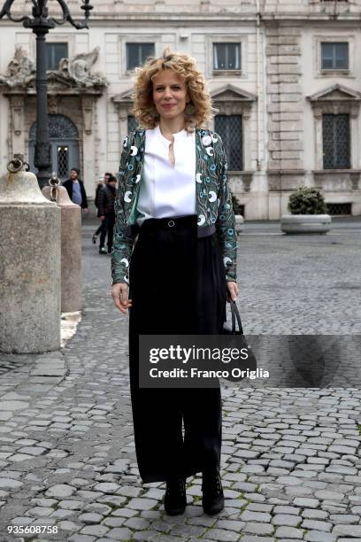 Sonia Bergamasco arrives for the David Di Donatello nominees presentation at Palazzo del Quirinale on March 21, 2018 in Rome, Italy.