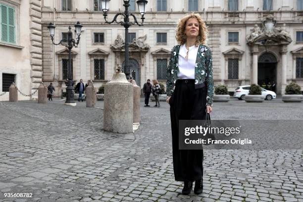 Sonia Bergamasco arrives for the David Di Donatello nominees presentation at Palazzo del Quirinale on March 21, 2018 in Rome, Italy.