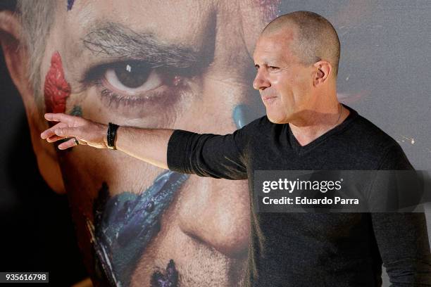 Actor Antonio Banderas attends the 'Genius Picasso' photocall at Palace hotel on March 21, 2018 in Madrid, Spain.