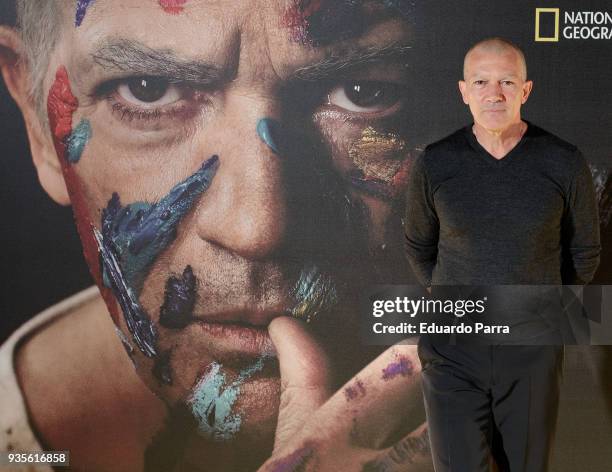 Actor Antonio Banderas attends the 'Genius Picasso' photocall at Palace hotel on March 21, 2018 in Madrid, Spain.