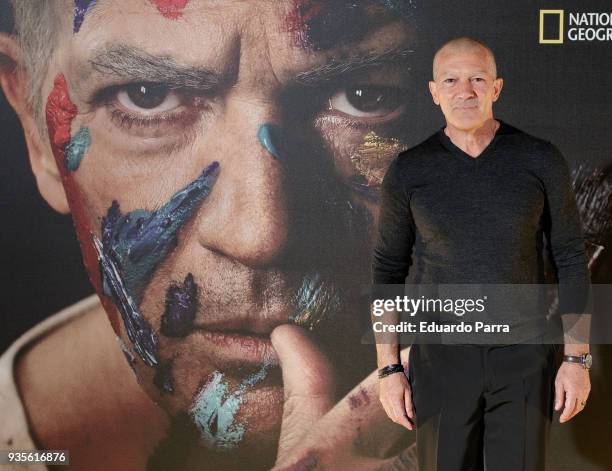 Actor Antonio Banderas attends the 'Genius Picasso' photocall at Palace hotel on March 21, 2018 in Madrid, Spain.