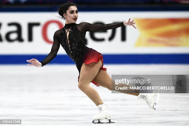 Canada's Gabrielle Daleman performs on March 21, 2018 in Milan during the Ladies figure skating short program at the Milano World League Figure...