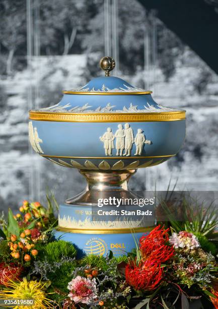 View of the Walter Hagen Cup displayed on the first tee during round one of the World Golf Championships-Dell Technologies Match Play at Austin...