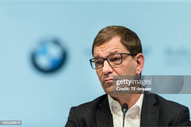 Member of the Board Markus Duesmann looks on during the annual results press conference of BMW AG on March 21, 2018 in Munich, Germany.