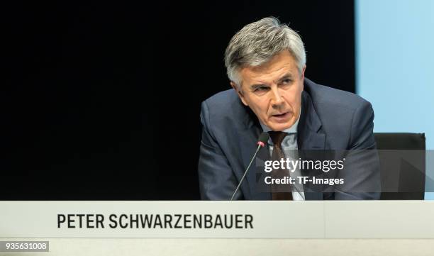 Member of the Board Franz Schwarzenbauer speaks during the annual results press conference of BMW AG on March 21, 2018 in Munich, Germany.