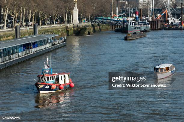 Fishing for Leave campaigners stage a protest on the river Thames in Westminster against the impact of Brexit transition deal on British fishing...