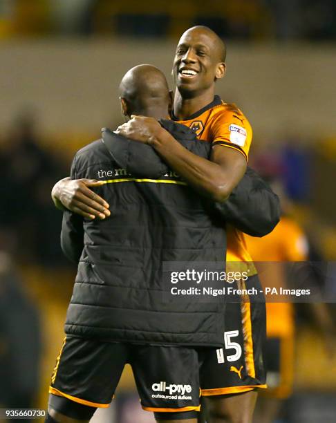 Wolverhampton Wanderers' Willy Boly celebrates after the final whistle