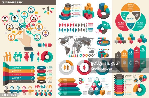 stockillustraties, clipart, cartoons en iconen met infographic elementen - population of the americas