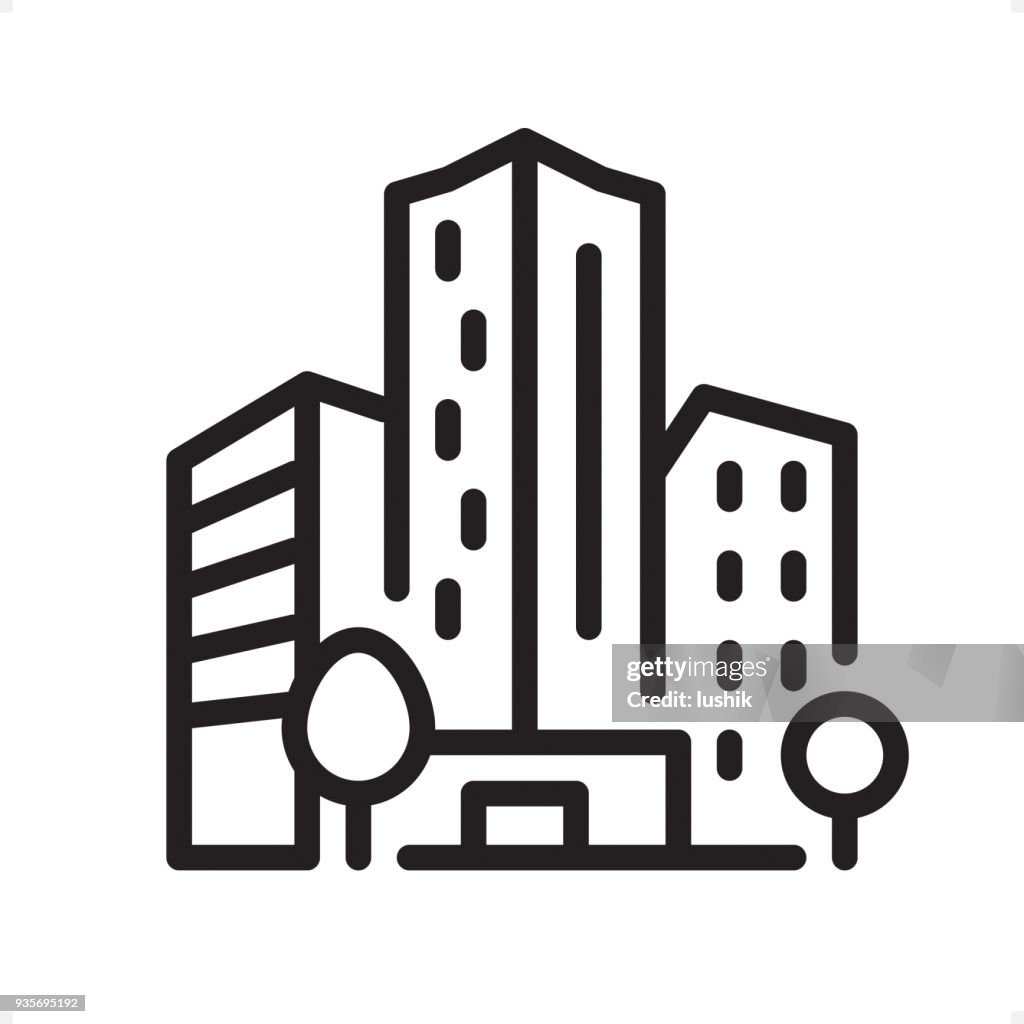 Office Building - Outline Icon - Pixel Perfect