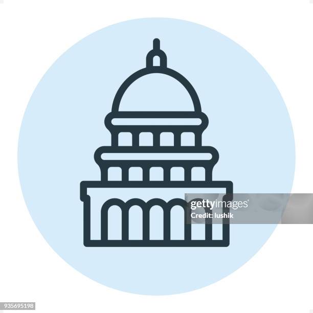 capitol building - pixel perfect single line icon - capital building icon stock illustrations