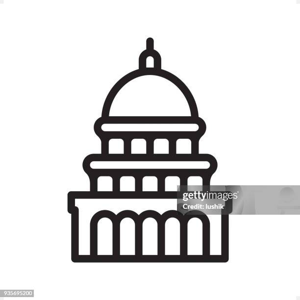 stockillustraties, clipart, cartoons en iconen met capitool - overzicht icon - pixel perfect - capitool gebouw washington dc