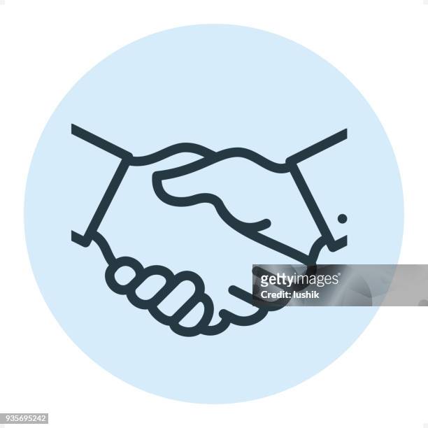 business handshake - pixel-perfekte zeile-symbol - hände schütteln stock-grafiken, -clipart, -cartoons und -symbole