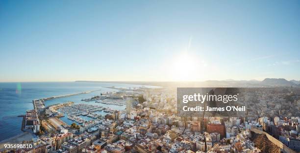 panoramic of alicante at sunset, alicante, spain - alicante stockfoto's en -beelden