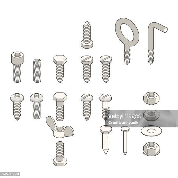 isometric screws - anilyanik stock illustrations