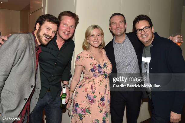 Alan Kramer, David Zinczenko, Laura Brownstein, Mike Logan and Marc Adelman attend Marc Adelman's Birthday Party at Private Residence on March 15,...