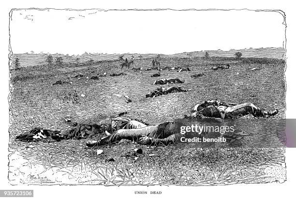 dead union army soldiers - civil war dead stock illustrations