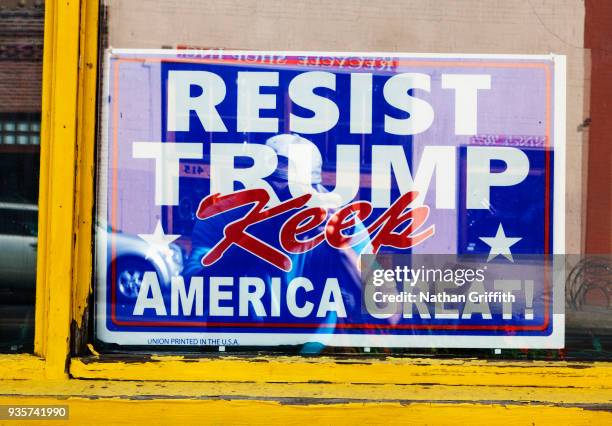 resist trump sign - ellensburg stock pictures, royalty-free photos & images