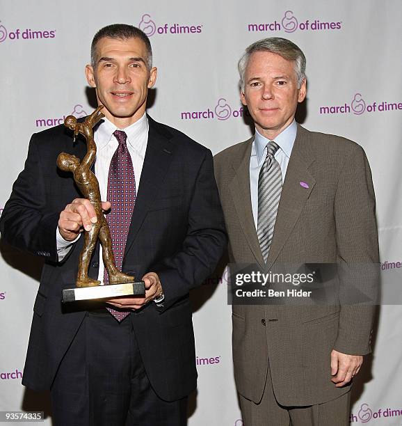 Sportsman of the Year Joe Girardi and Sean McManus, President, CBS News and Sports attend the March of Dimes' Sportman and Sportswoman of the Year...