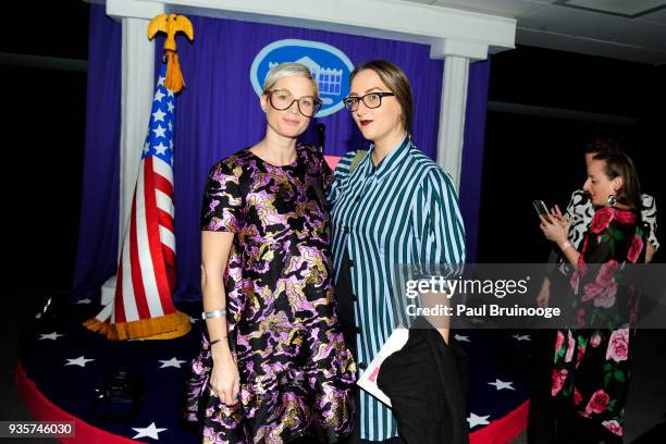 Helen Toomer and Madeleine Ehrlich attend the SPRING/BREAK Collectors & Press Preview at 4 Times Square on March 6, 2018 in New York City.