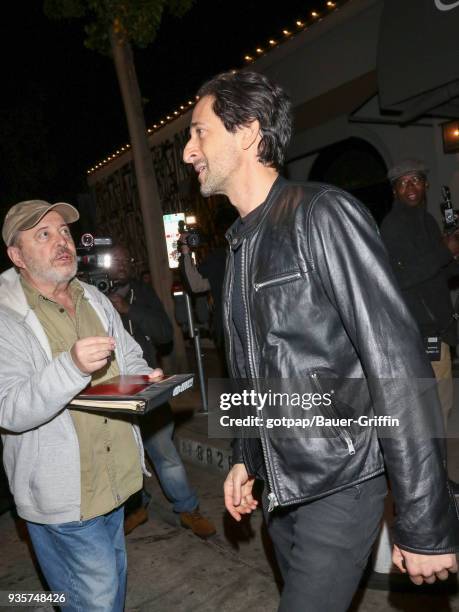 Adrien Brody is seen on March 20, 2018 in Los Angeles, California.