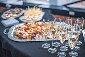 Canapes and champagne for reception