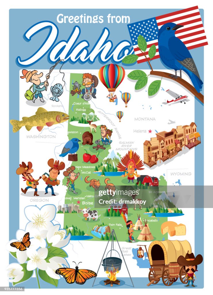 Cartoon map of IDAHO