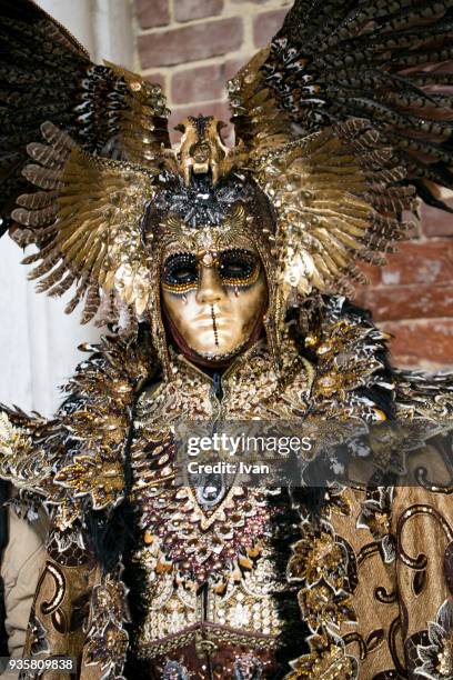 revelers in carnival costume, venice carnival (carnevale di venezia), venice, italy - carnevale venezia stockfoto's en -beelden