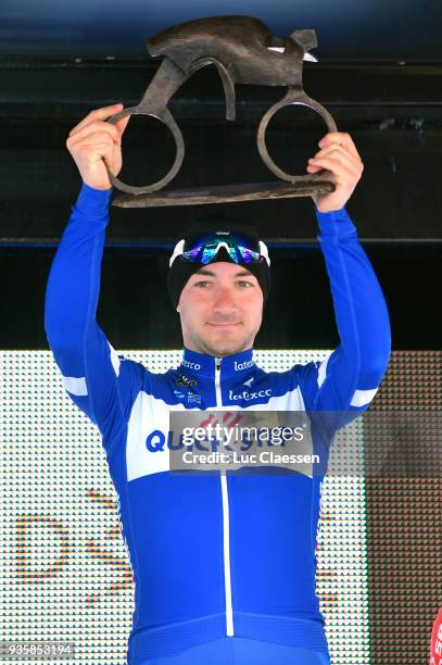 Podium / Elia Viviani of Italy and Team Quick-Step Floors of Belgium / Celebration / Trophy / during the 42nd 3 Days De Panne 2018 a 202,4km race...