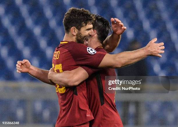 Federico Fazio, Kevin Strootman during the Champions League football match A.S. Roma vs Shakhtar Donetsk at the Olympic Stadium in Rome, on march 13,...