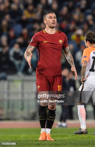 Aleksandar Kolarov during the Champions League football match A.S. Roma vs Shakhtar Donetsk at the Olympic Stadium in Rome, on march 13, 2018.